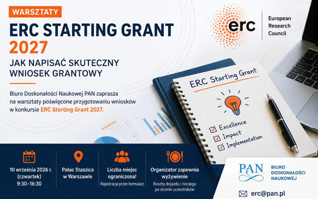 ERC Starting Grant 2027 – warsztaty z przygotowania wniosku grantowego